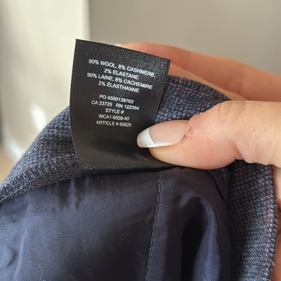 Babaton Aritzia Wool & Cashmere Blend Trousers Pull On Stretch Blue Plaid Pants - Picture 14 of 14